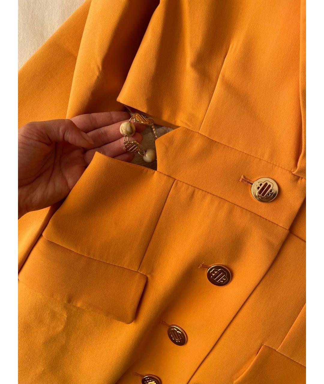 MAJE Оранжевое хлопко-эластановое платье, фото 3