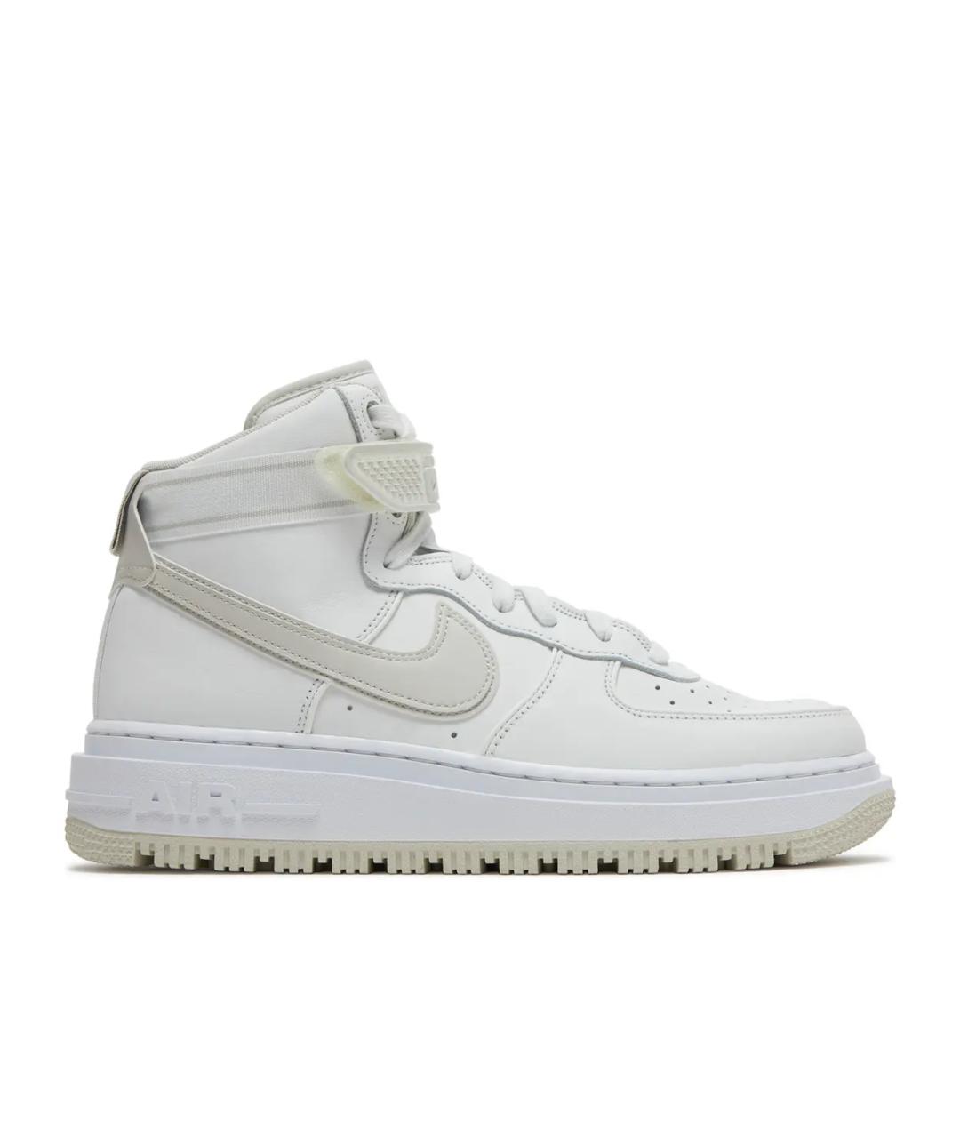 NIKE Бежевые кожаные высокие кроссовки / кеды, фото 1