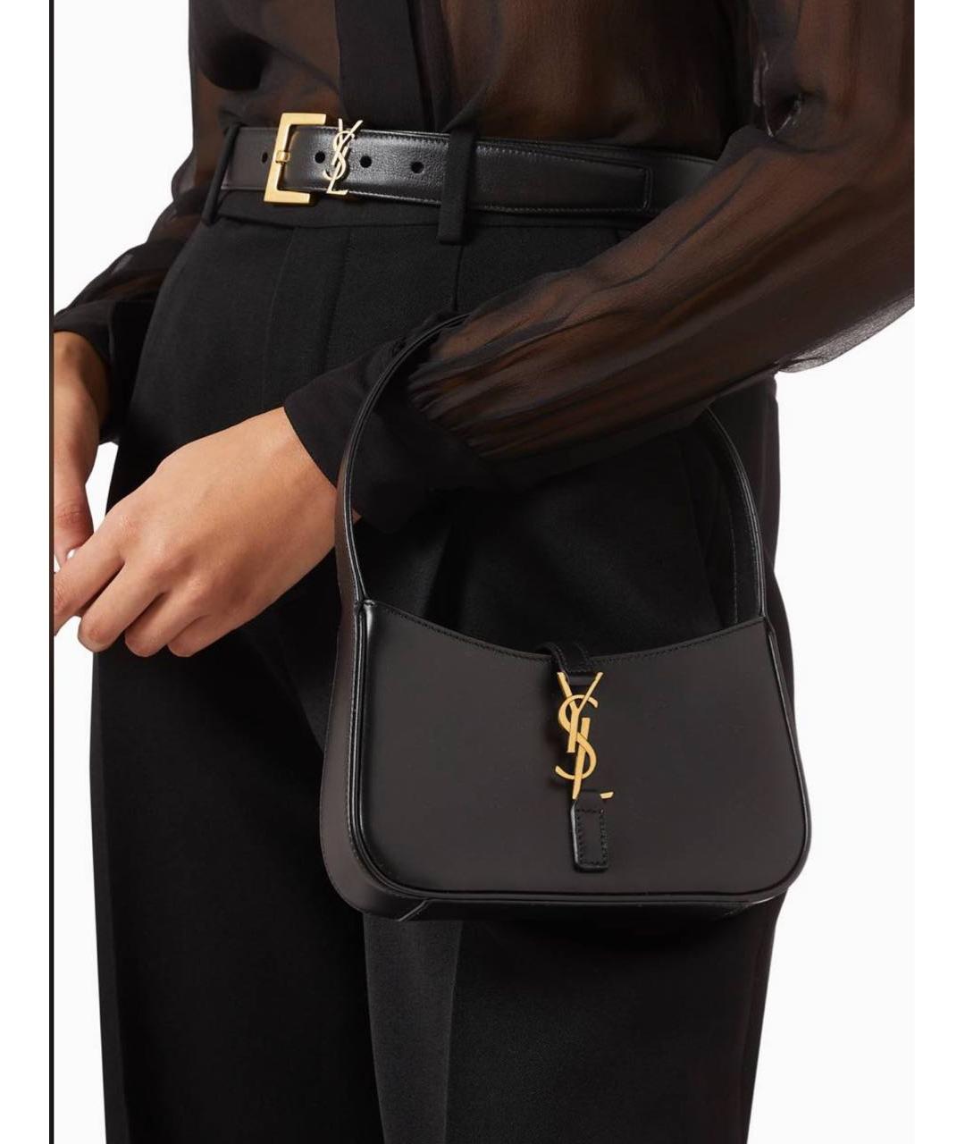 SAINT LAURENT Черная кожаная сумка с короткими ручками, фото 2