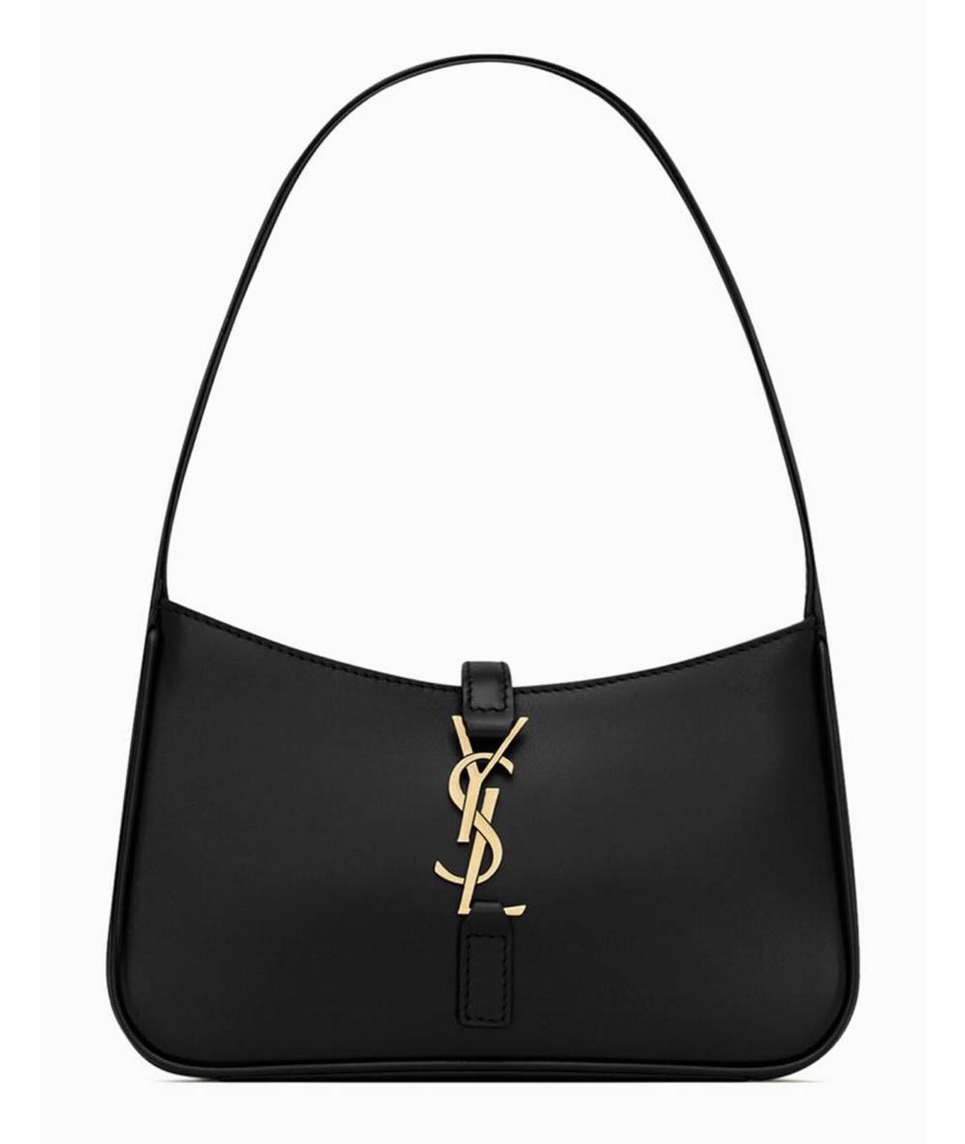 SAINT LAURENT Черная кожаная сумка с короткими ручками, фото 9