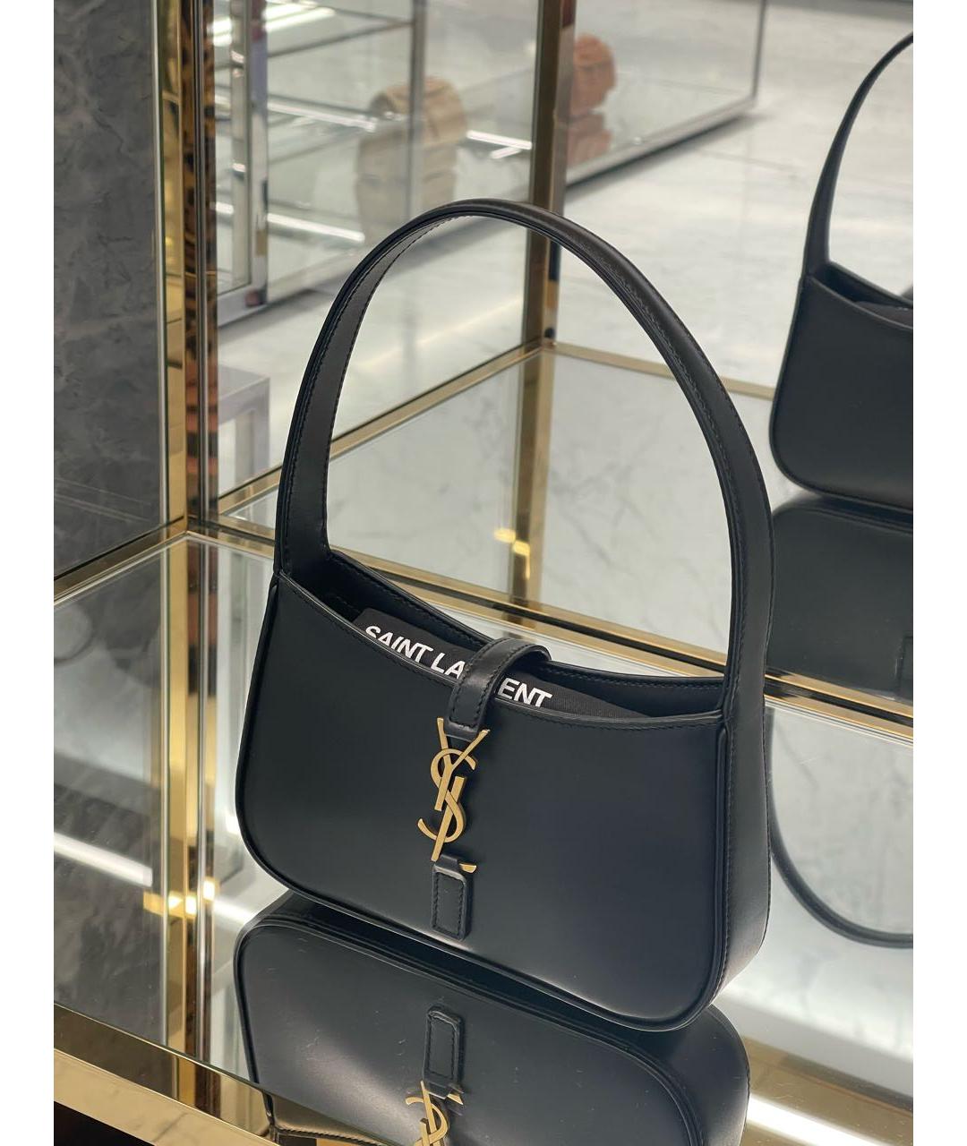 SAINT LAURENT Черная кожаная сумка с короткими ручками, фото 8