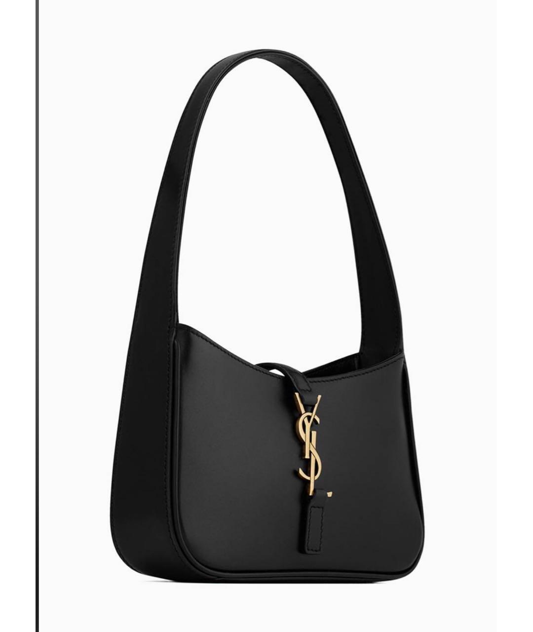 SAINT LAURENT Черная кожаная сумка с короткими ручками, фото 6
