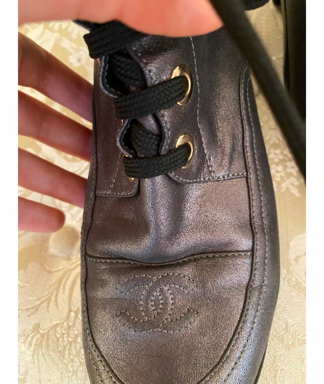 CHANEL PRE-OWNED Серые кожаные ботинки, фото 5