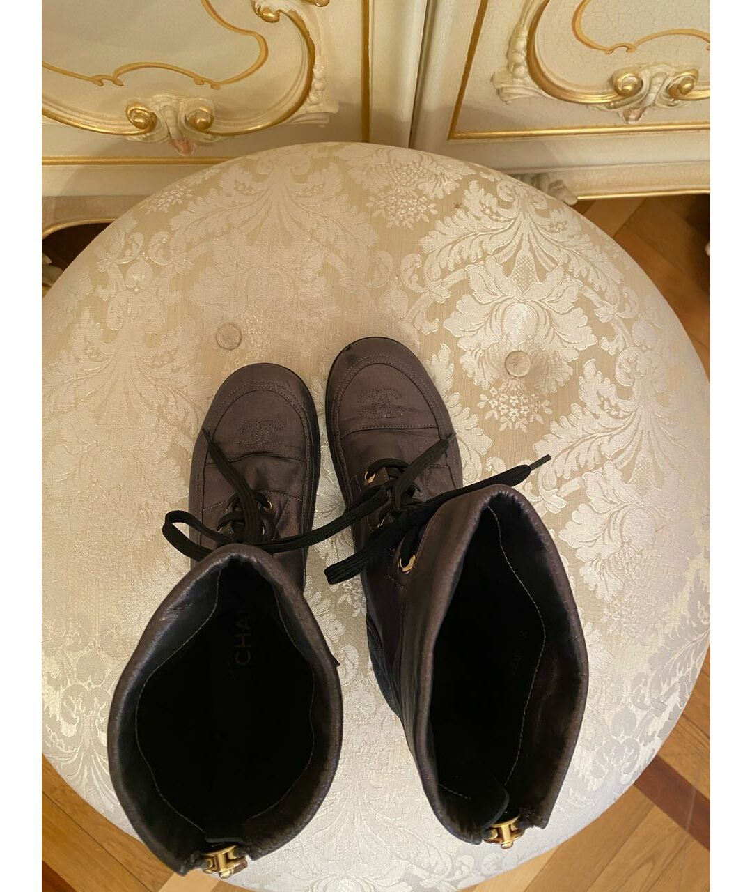 CHANEL PRE-OWNED Серые кожаные ботинки, фото 3