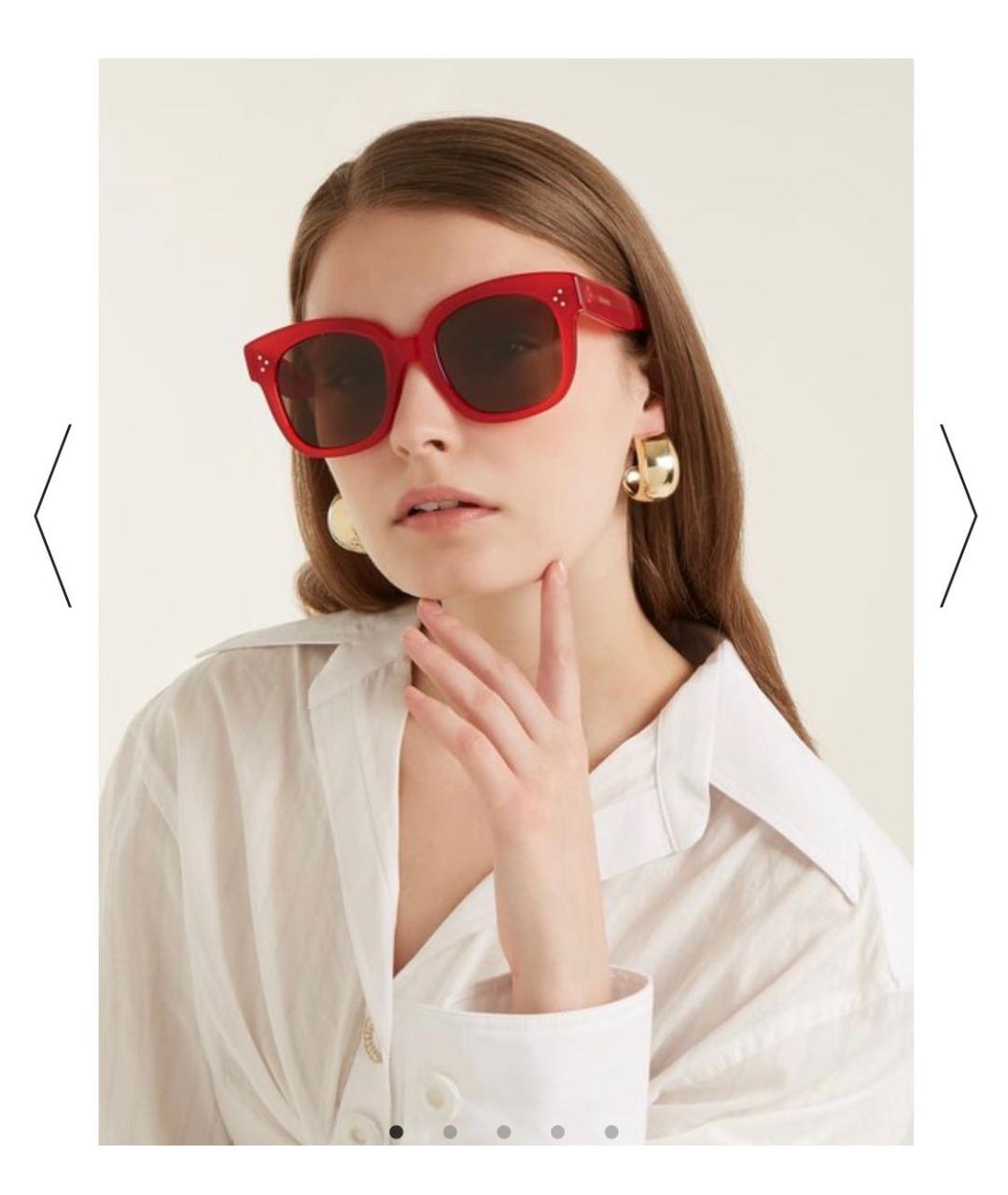 CELINE PRE-OWNED Красные пластиковые солнцезащитные очки, фото 5