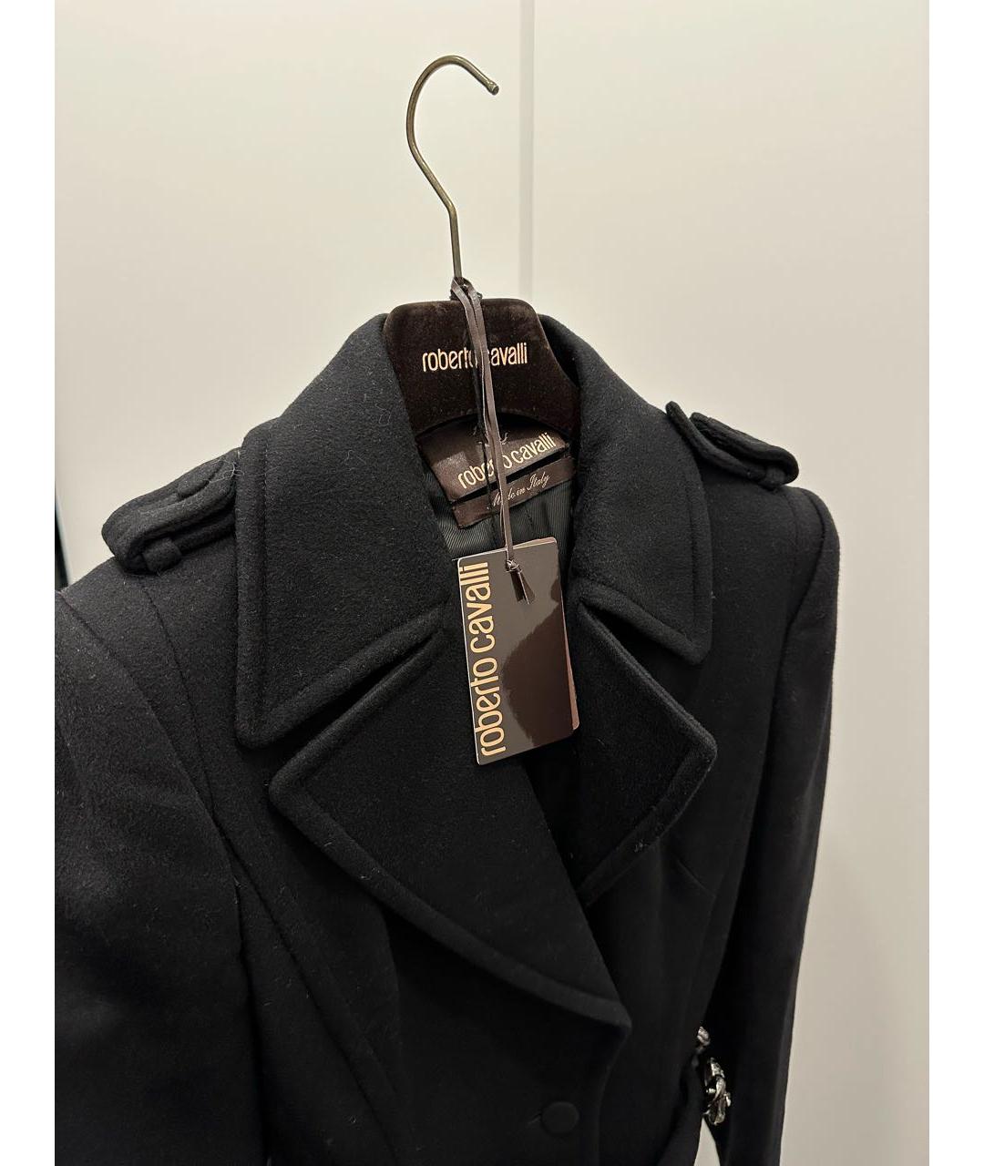 ROBERTO CAVALLI Черное шерстяное пальто, фото 3