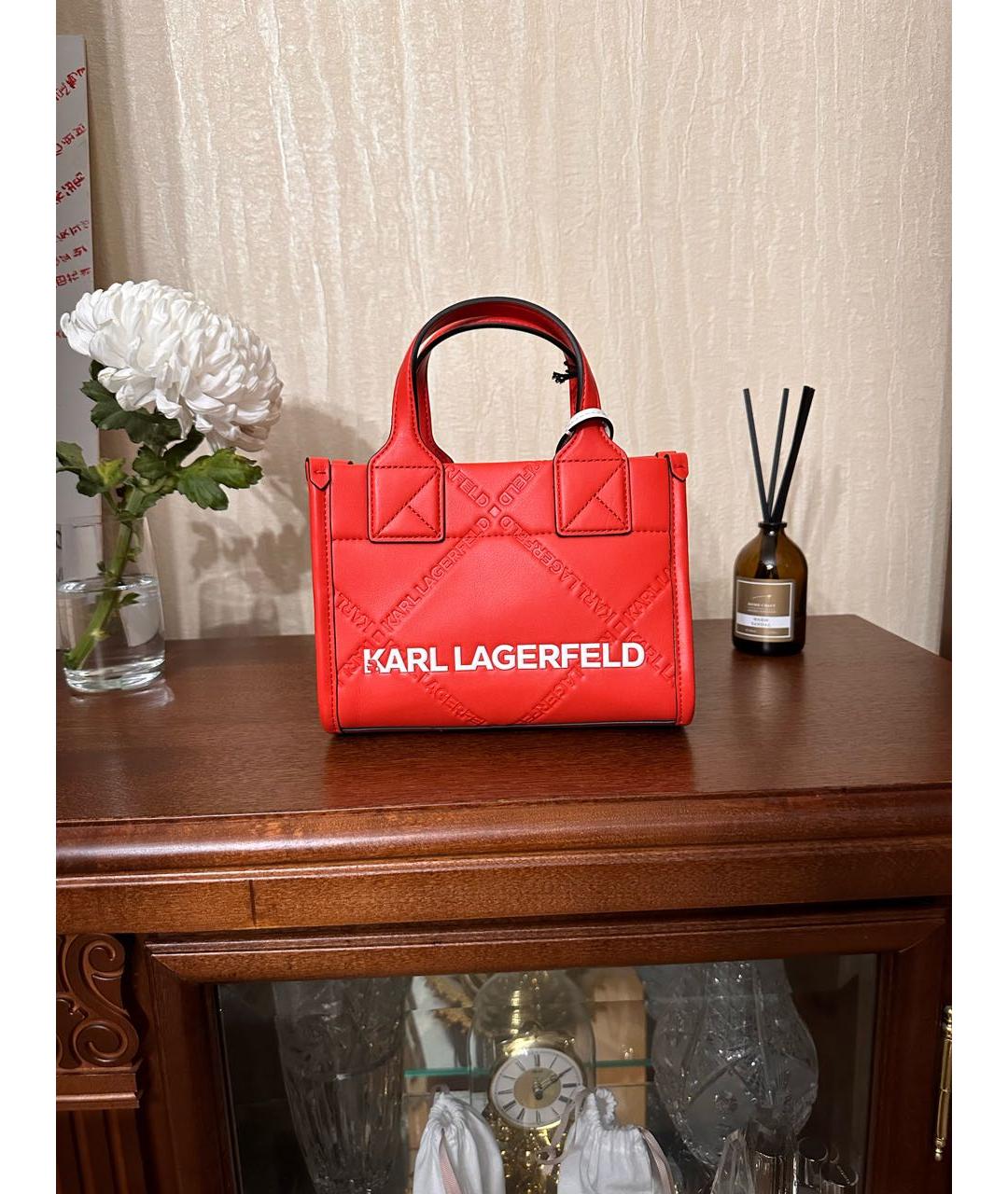 KARL LAGERFELD Красная сумка тоут из искусственной кожи, фото 7