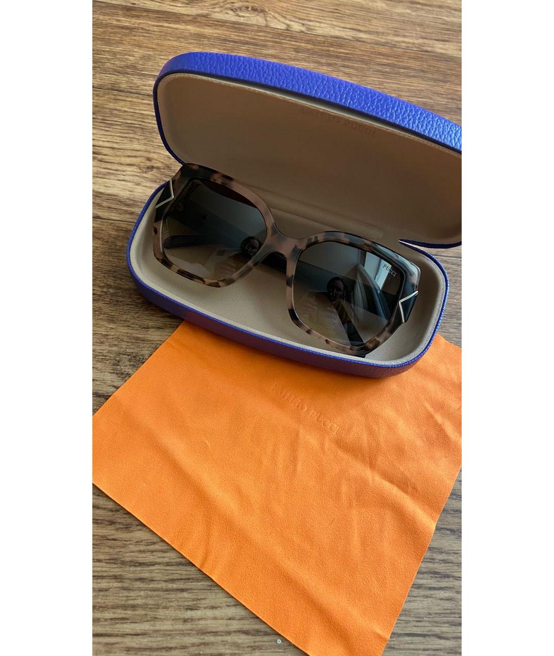 EMILIO PUCCI Коричневые пластиковые солнцезащитные очки, фото 8