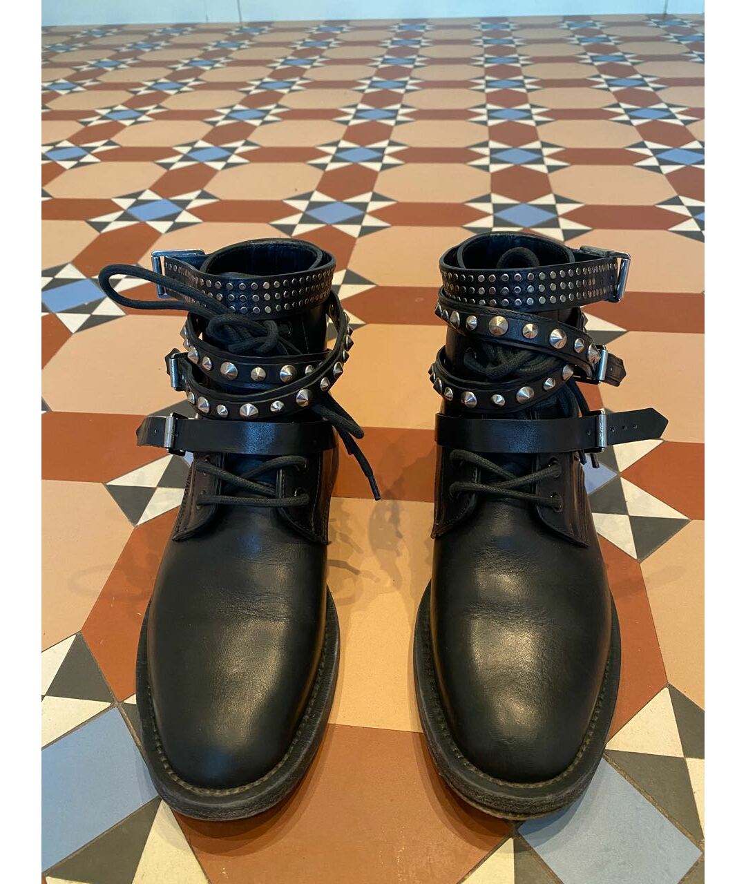 SAINT LAURENT Черные кожаные ботинки, фото 2
