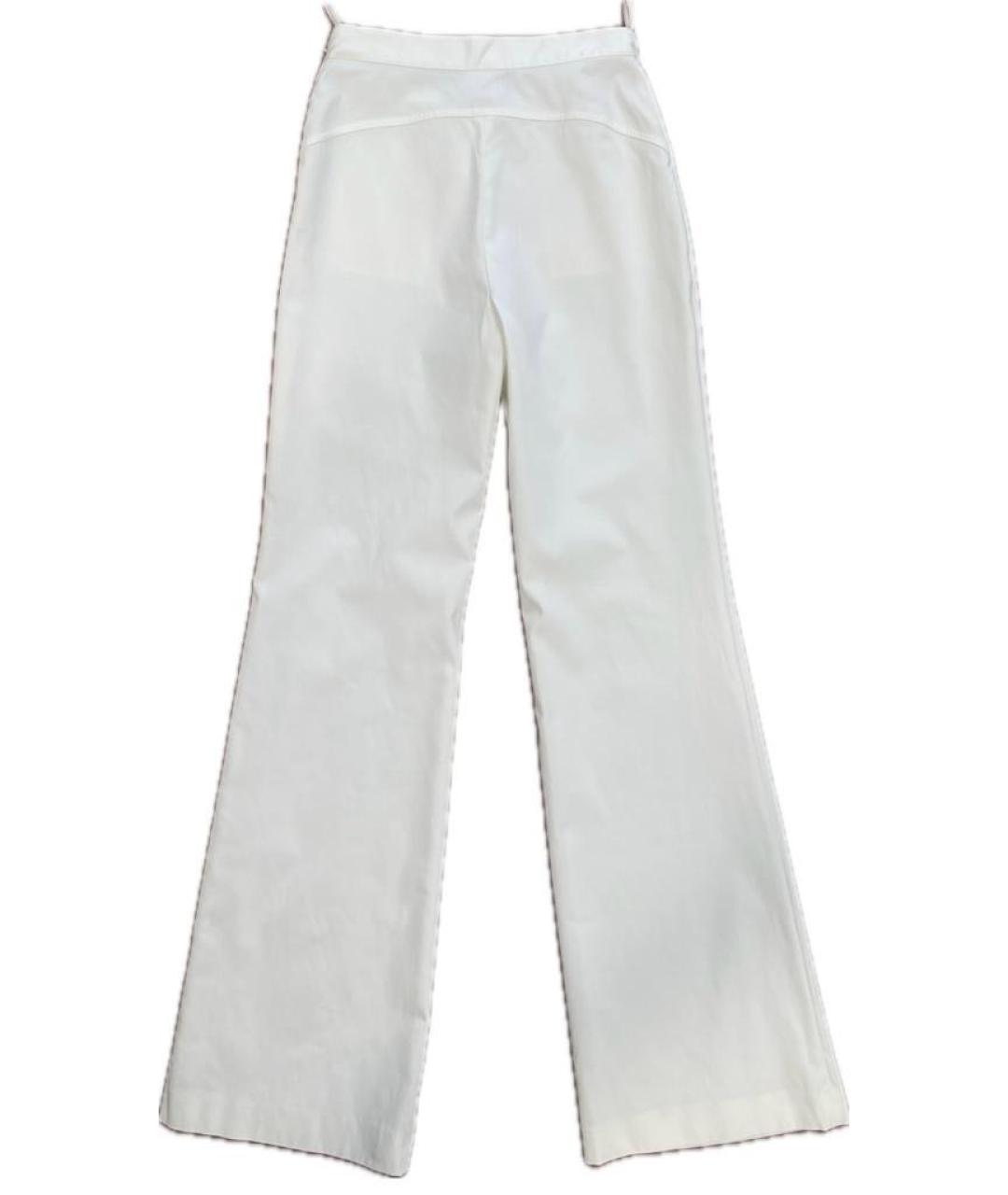 CHANEL PRE-OWNED Белые хлопко-эластановые прямые брюки, фото 2