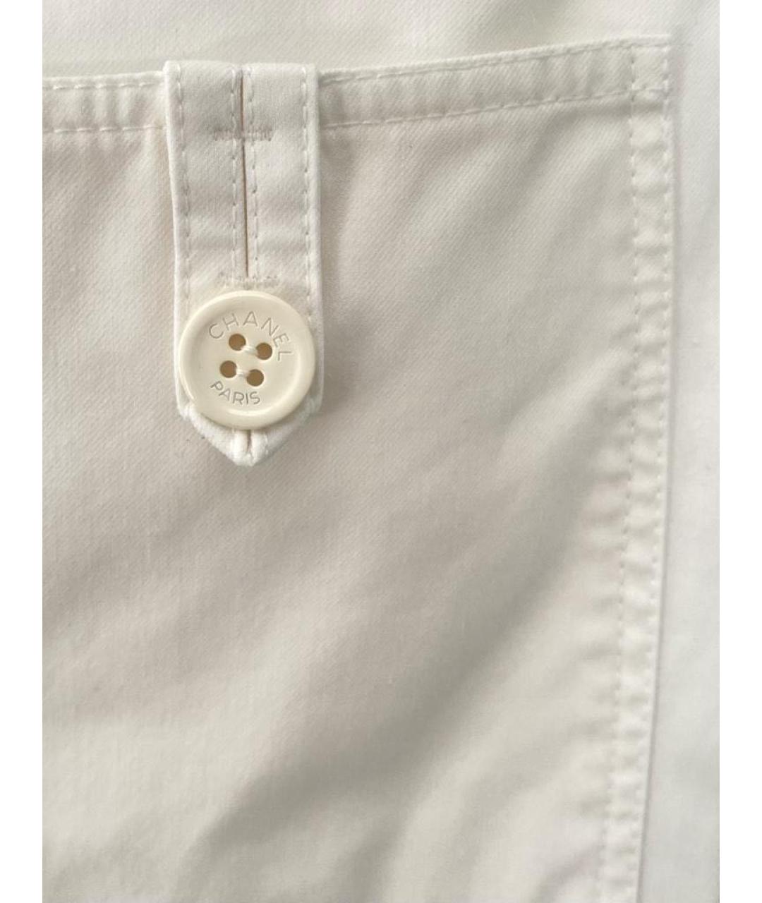CHANEL PRE-OWNED Белые хлопко-эластановые прямые брюки, фото 4