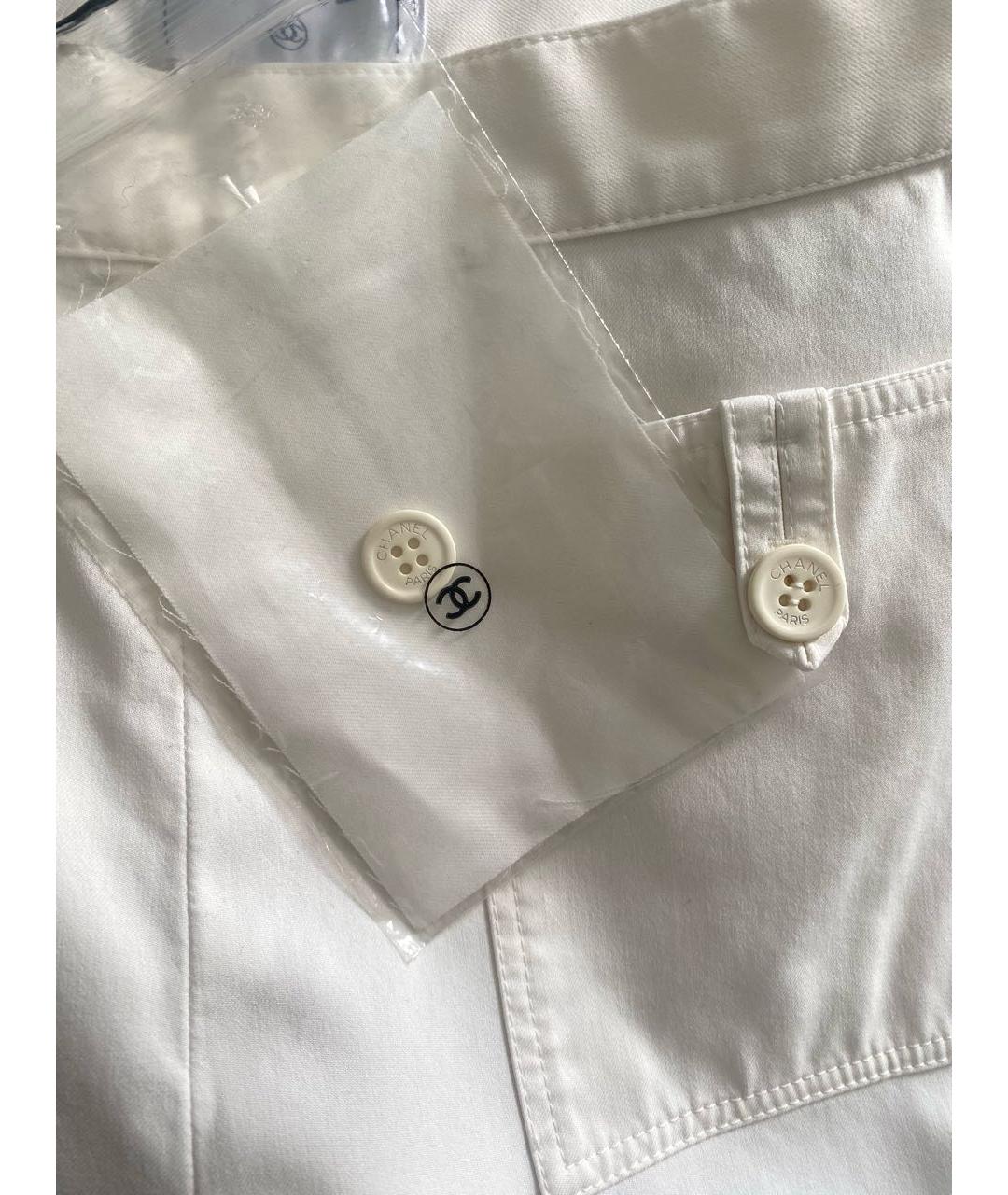 CHANEL PRE-OWNED Белые хлопко-эластановые прямые брюки, фото 7