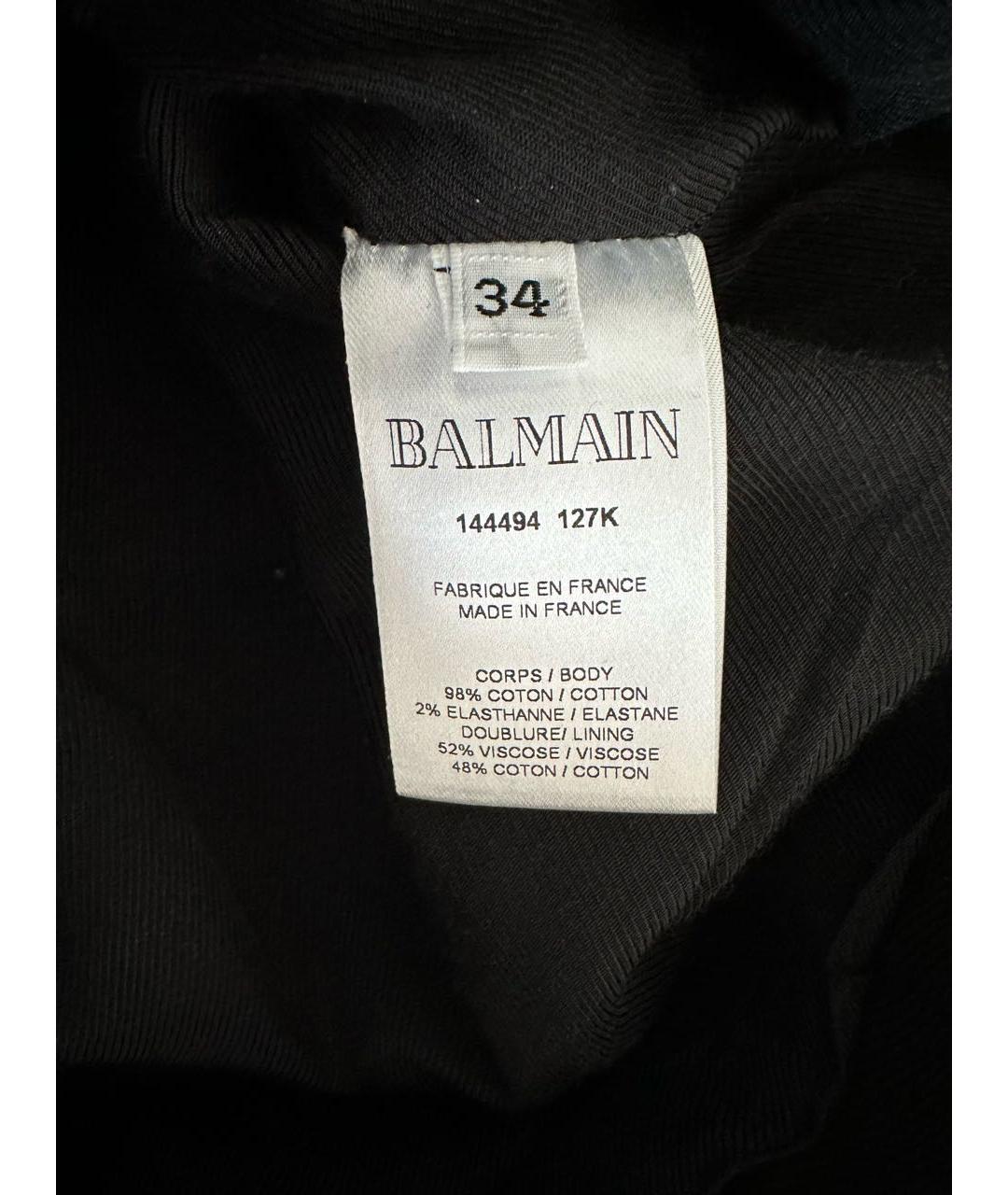 BALMAIN Черная хлопко-эластановая юбка мини, фото 4