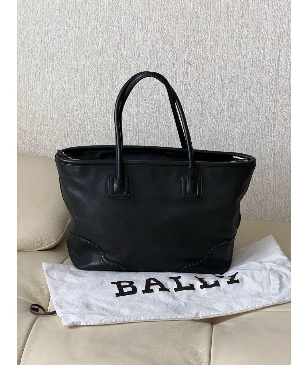 BALLY Черная кожаная сумка тоут, фото 2