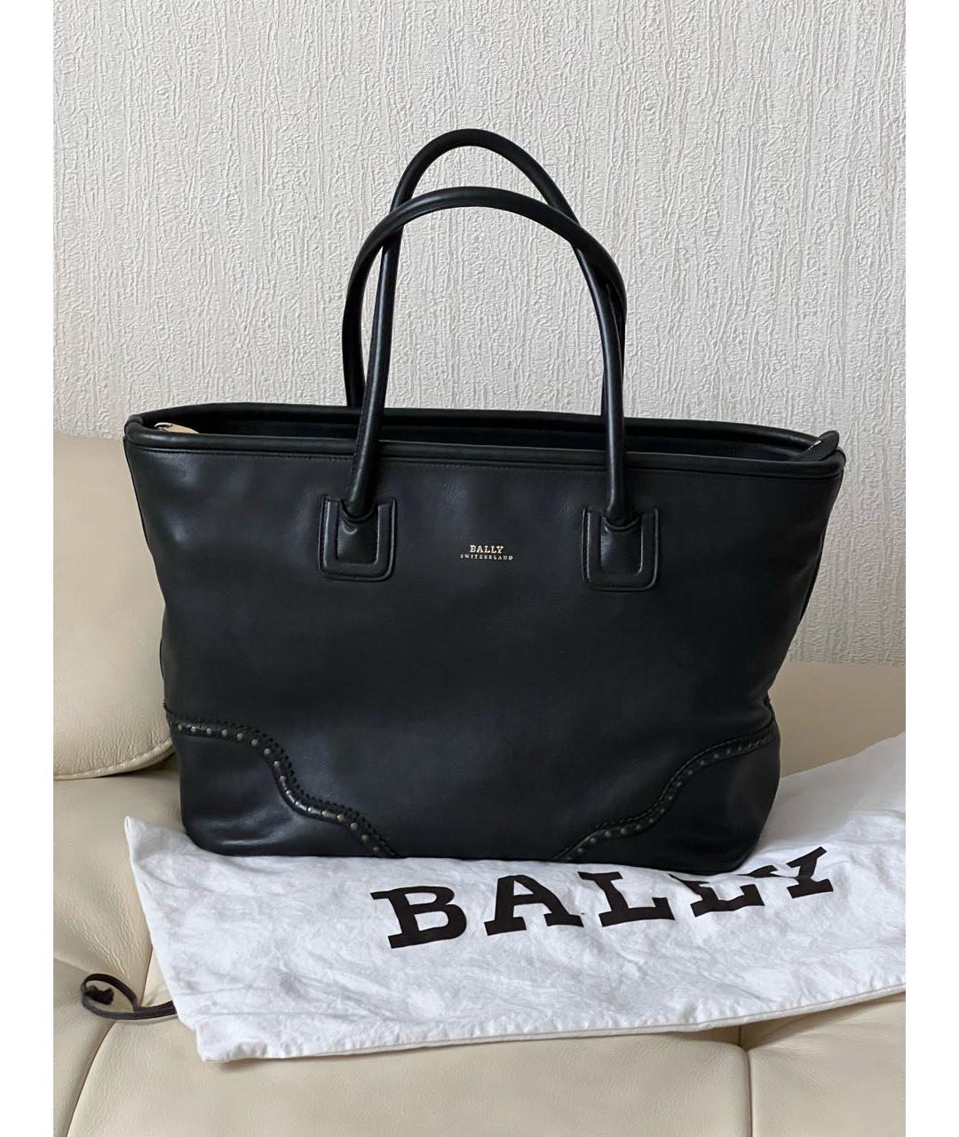 BALLY Черная кожаная сумка тоут, фото 9