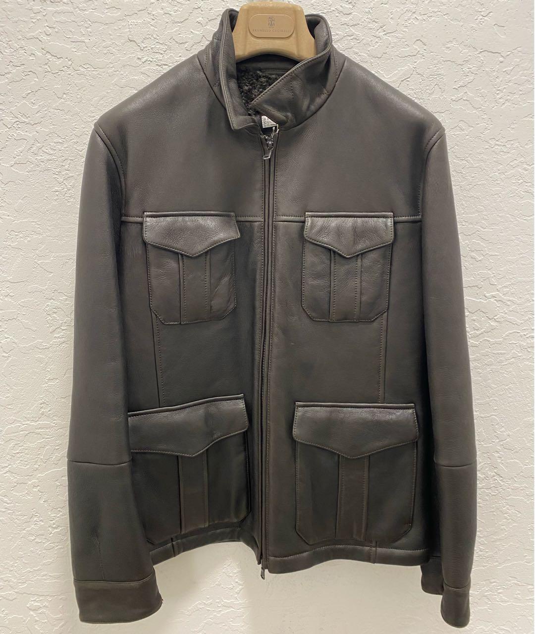 BRUNELLO CUCINELLI Коричневая кожаная дубленка/шуба, фото 9