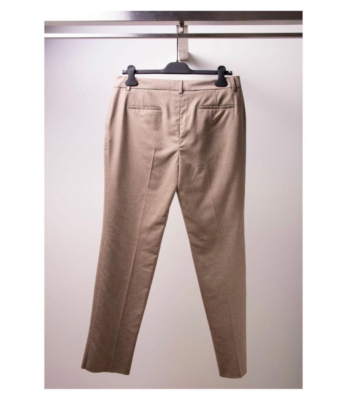 FENDI Бежевые шерстяные прямые брюки, фото 2