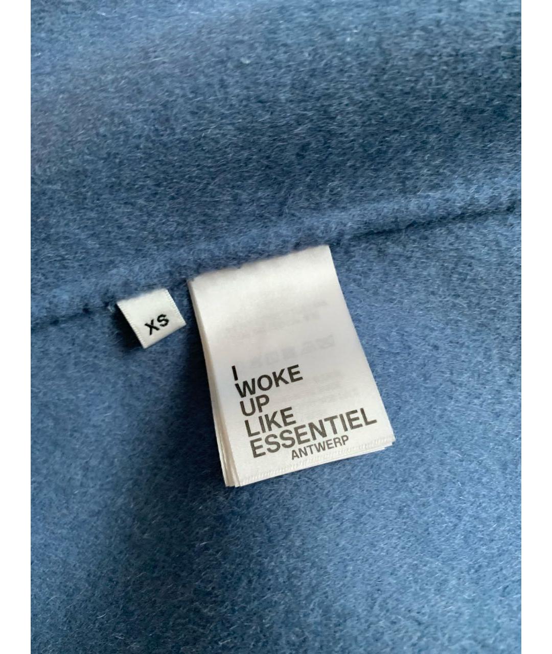 ESSENTIEL ANTWERP Синее шерстяное пальто, фото 4