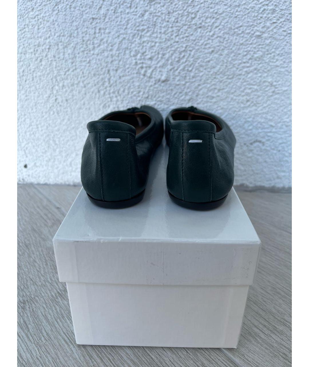 MAISON MARGIELA Зеленые кожаные балетки, фото 4