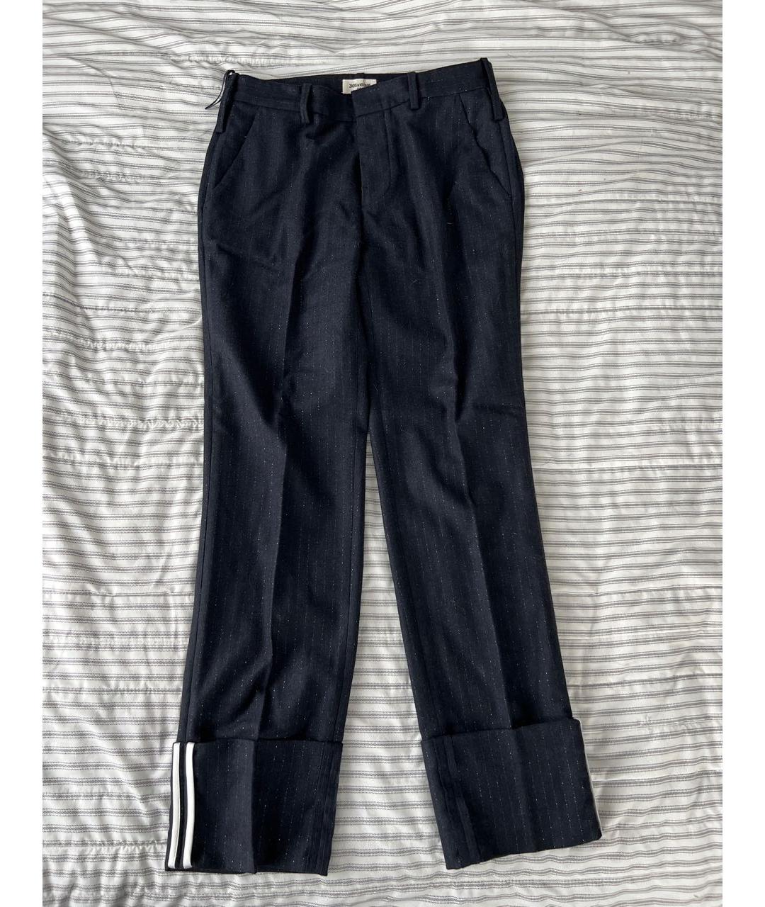 ZADIG & VOLTAIRE Темно-синие шерстяные прямые брюки, фото 7