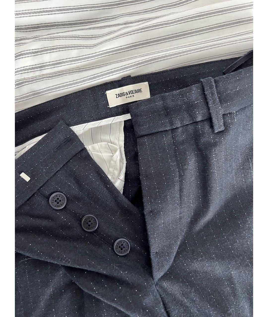ZADIG & VOLTAIRE Темно-синие шерстяные прямые брюки, фото 5