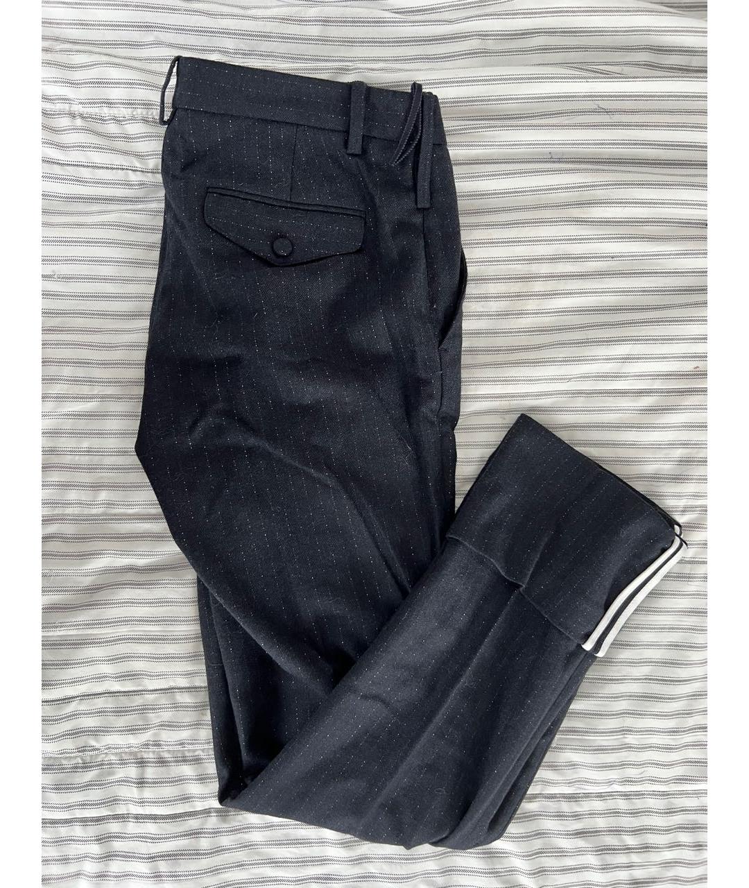ZADIG & VOLTAIRE Темно-синие шерстяные прямые брюки, фото 6