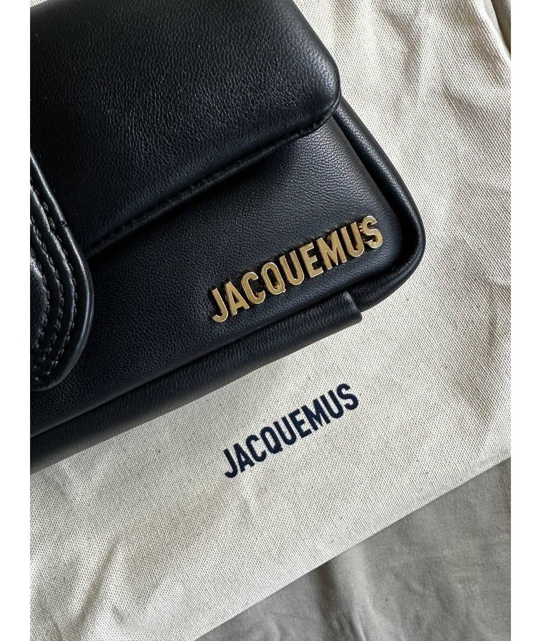 JACQUEMUS Черная кожаная сумка через плечо, фото 5