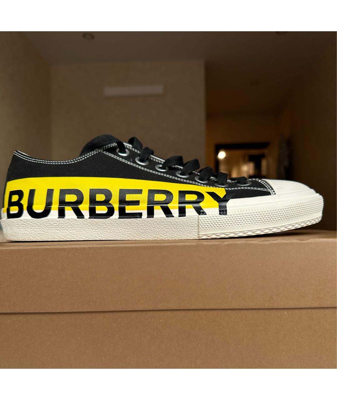 BURBERRY Черные текстильные низкие кроссовки / кеды, фото 7