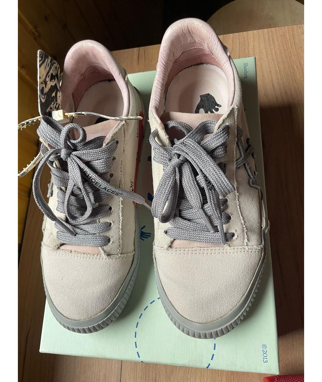 OFF-WHITE Бежевые текстильные кеды, фото 2