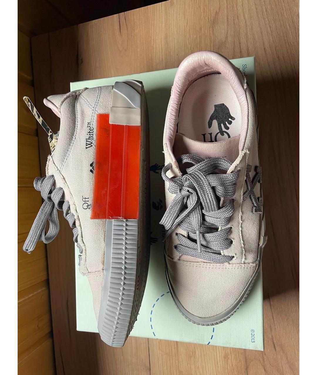 OFF-WHITE Бежевые текстильные кеды, фото 3