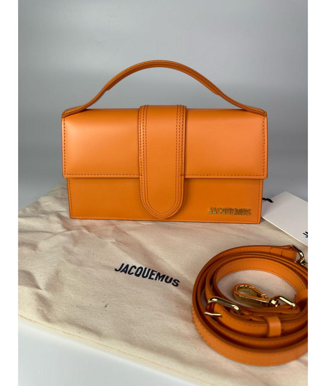 JACQUEMUS Оранжевая кожаная сумка через плечо, фото 2