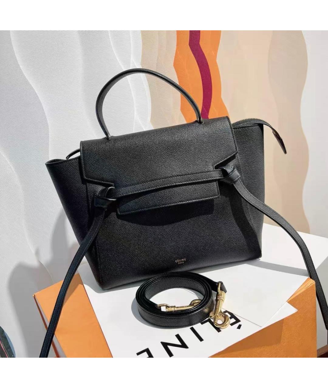 CELINE Черная кожаная сумка через плечо, фото 2