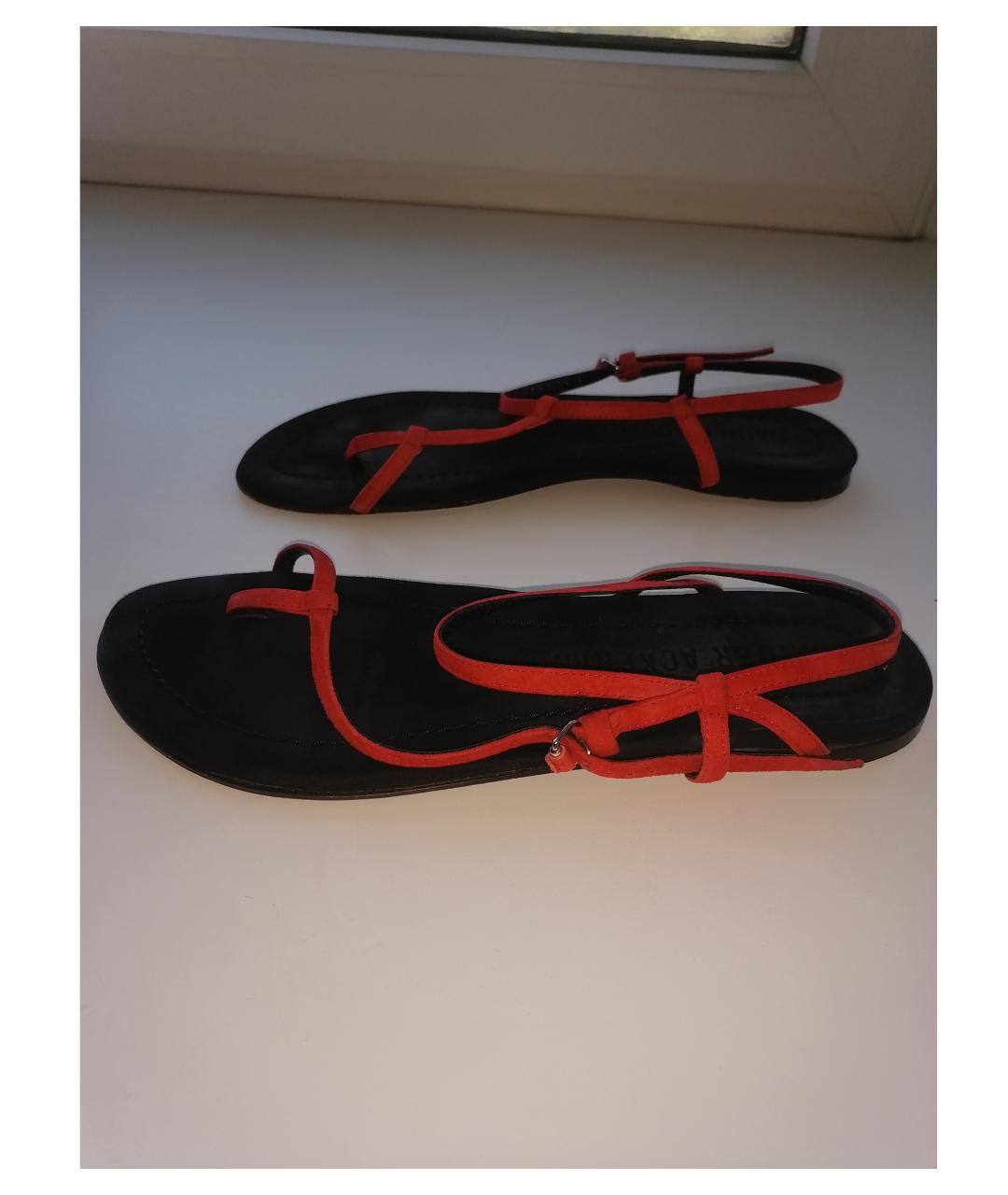 HAIDER ACKERMANN Оранжевое замшевые сандалии, фото 4