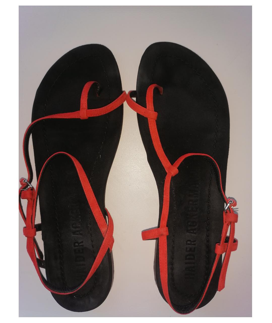 HAIDER ACKERMANN Оранжевое замшевые сандалии, фото 3