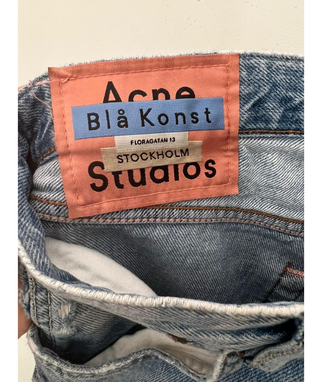 ACNE STUDIOS Синие хлопковые прямые джинсы, фото 4