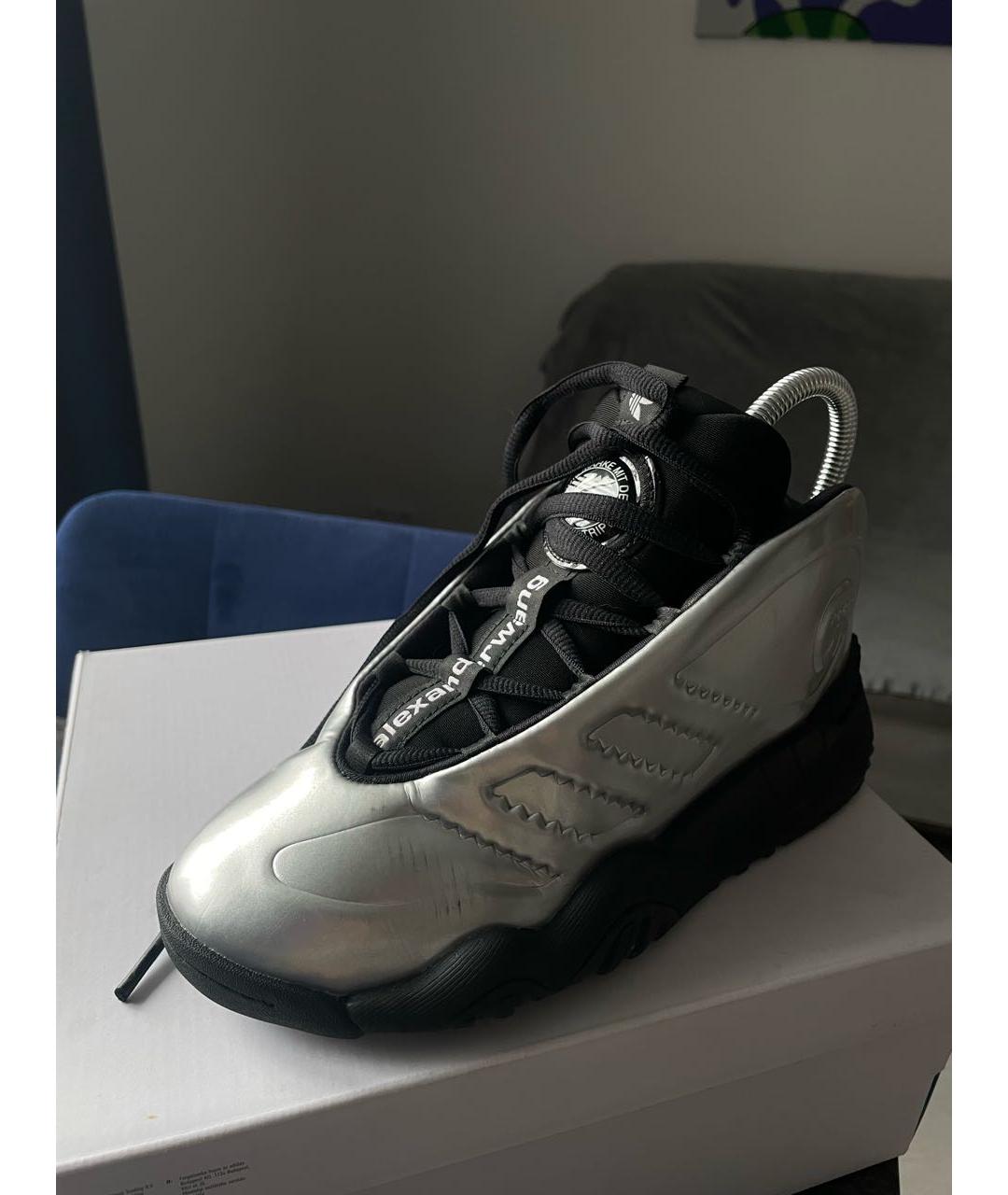 ADIDAS Серебряные кожаные кроссовки, фото 4