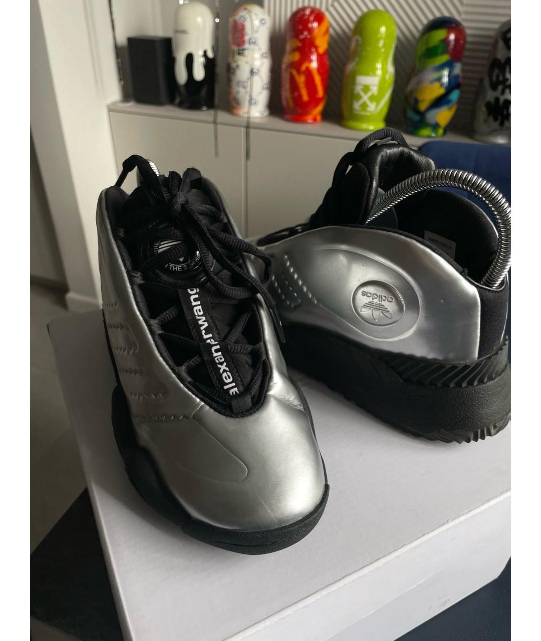 ADIDAS Серебряные кожаные кроссовки, фото 3