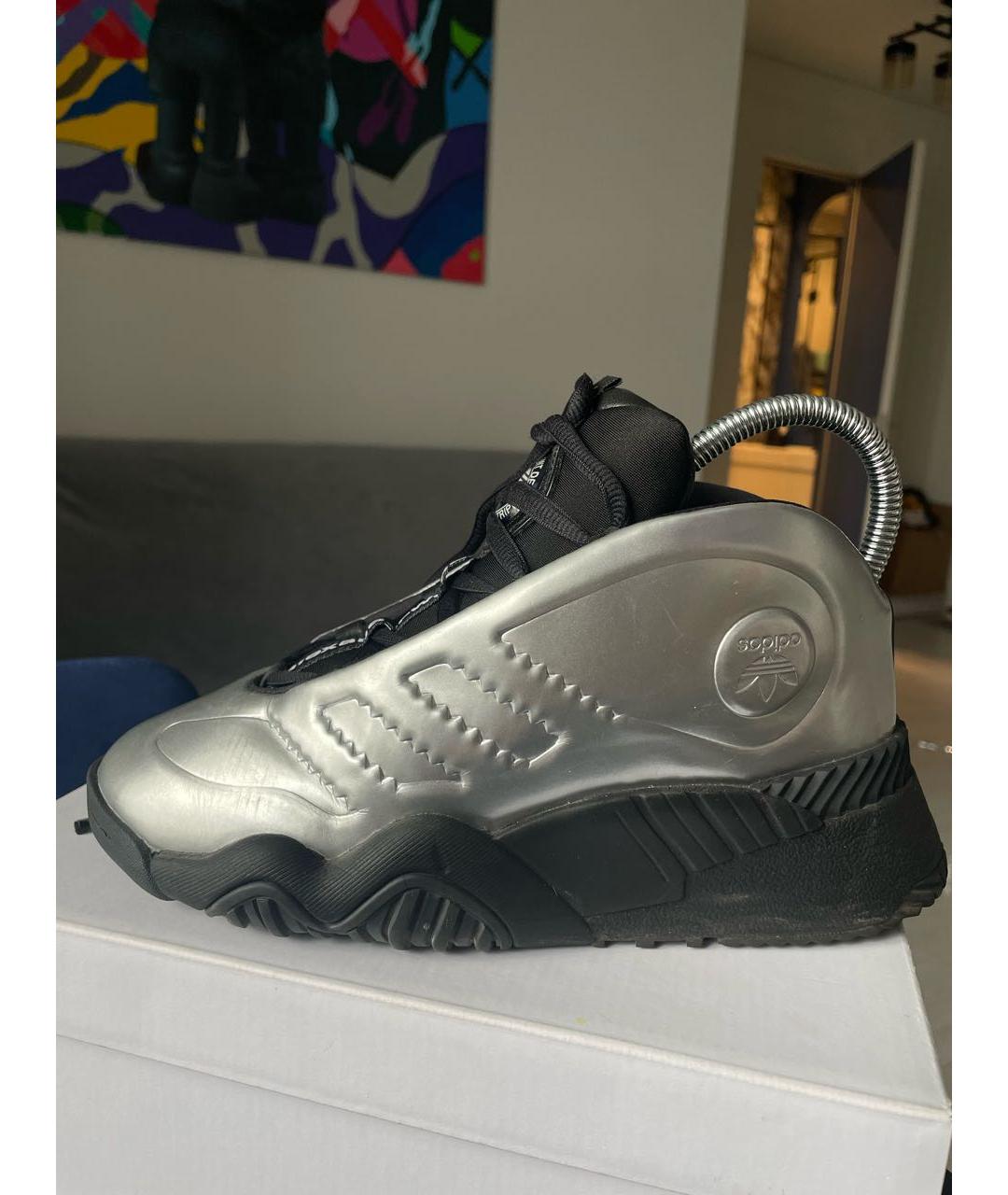 ADIDAS Серебряные кожаные кроссовки, фото 8