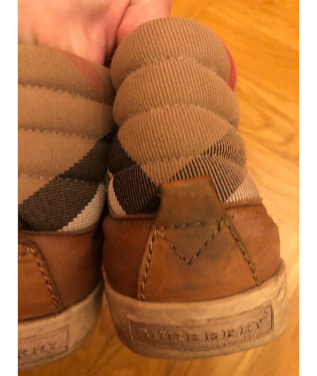 BURBERRY Коричневые кожаные кроссовки, фото 6