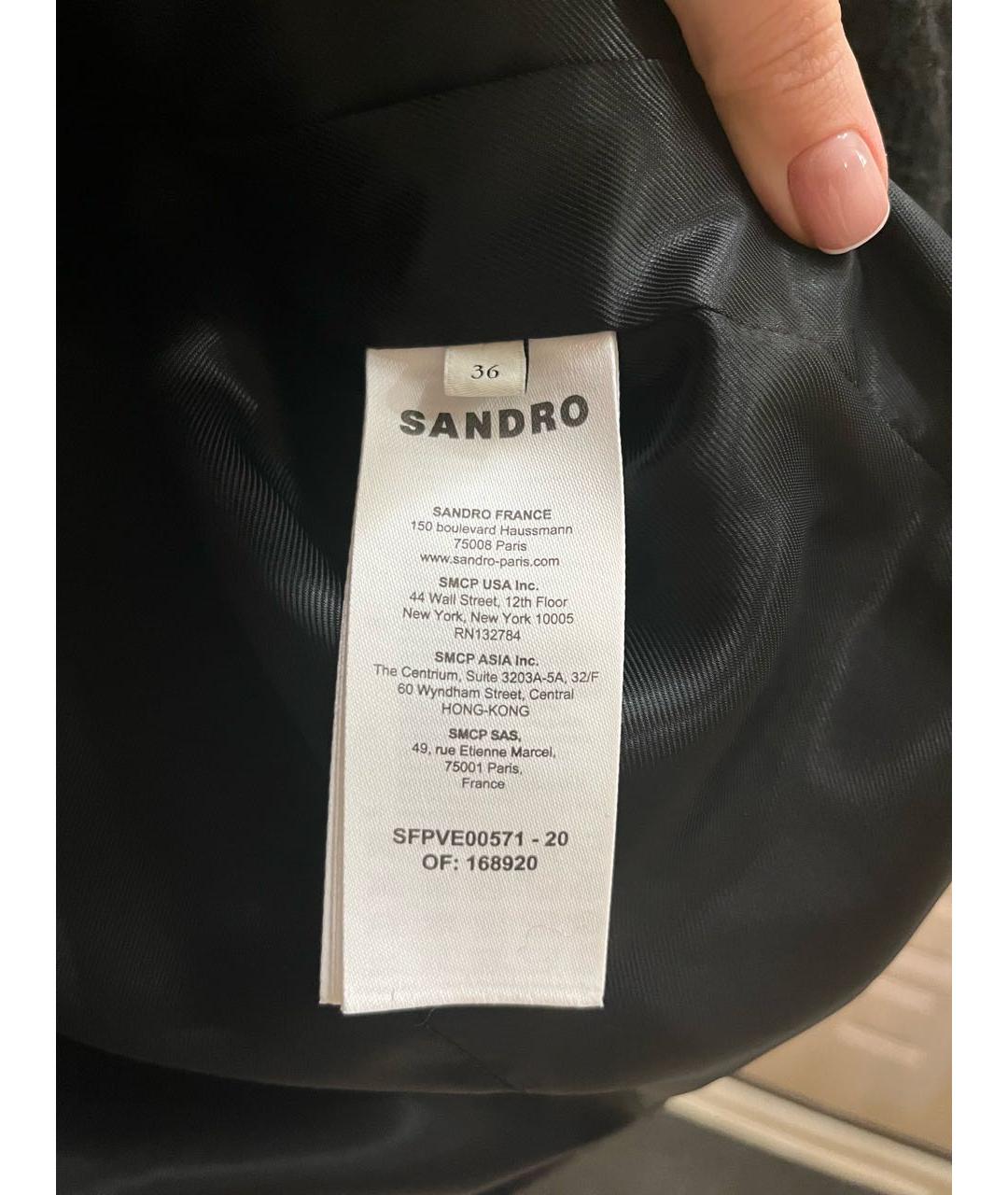 SANDRO Черный твидовый жакет/пиджак, фото 3