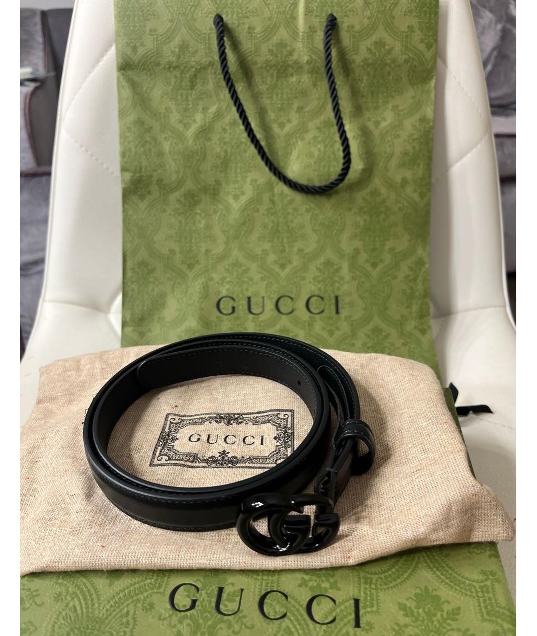 GUCCI Черный кожаный ремень, фото 4