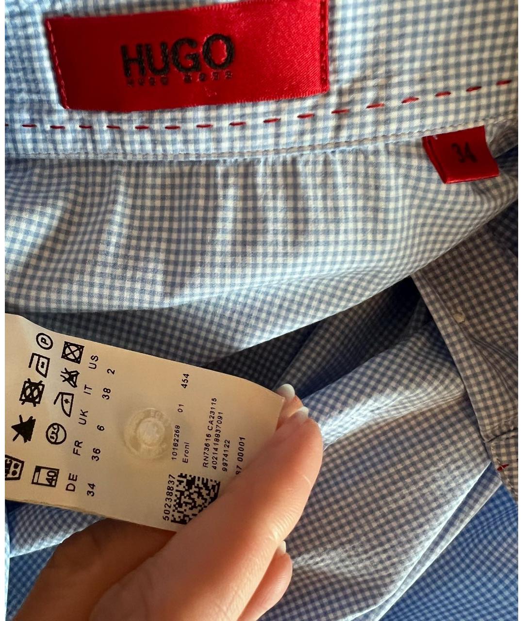HUGO BOSS Голубая хлопковая рубашка, фото 3