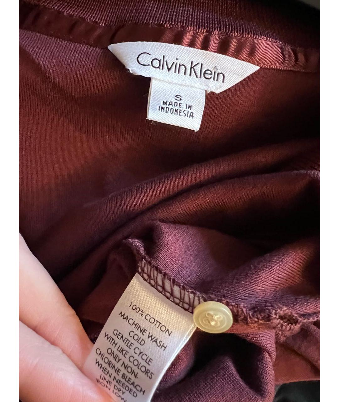 CALVIN KLEIN Бордовая хлопковая футболка, фото 3