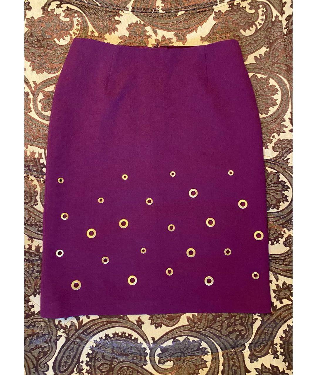 ESCADA Фиолетовая шерстяная юбка миди, фото 2