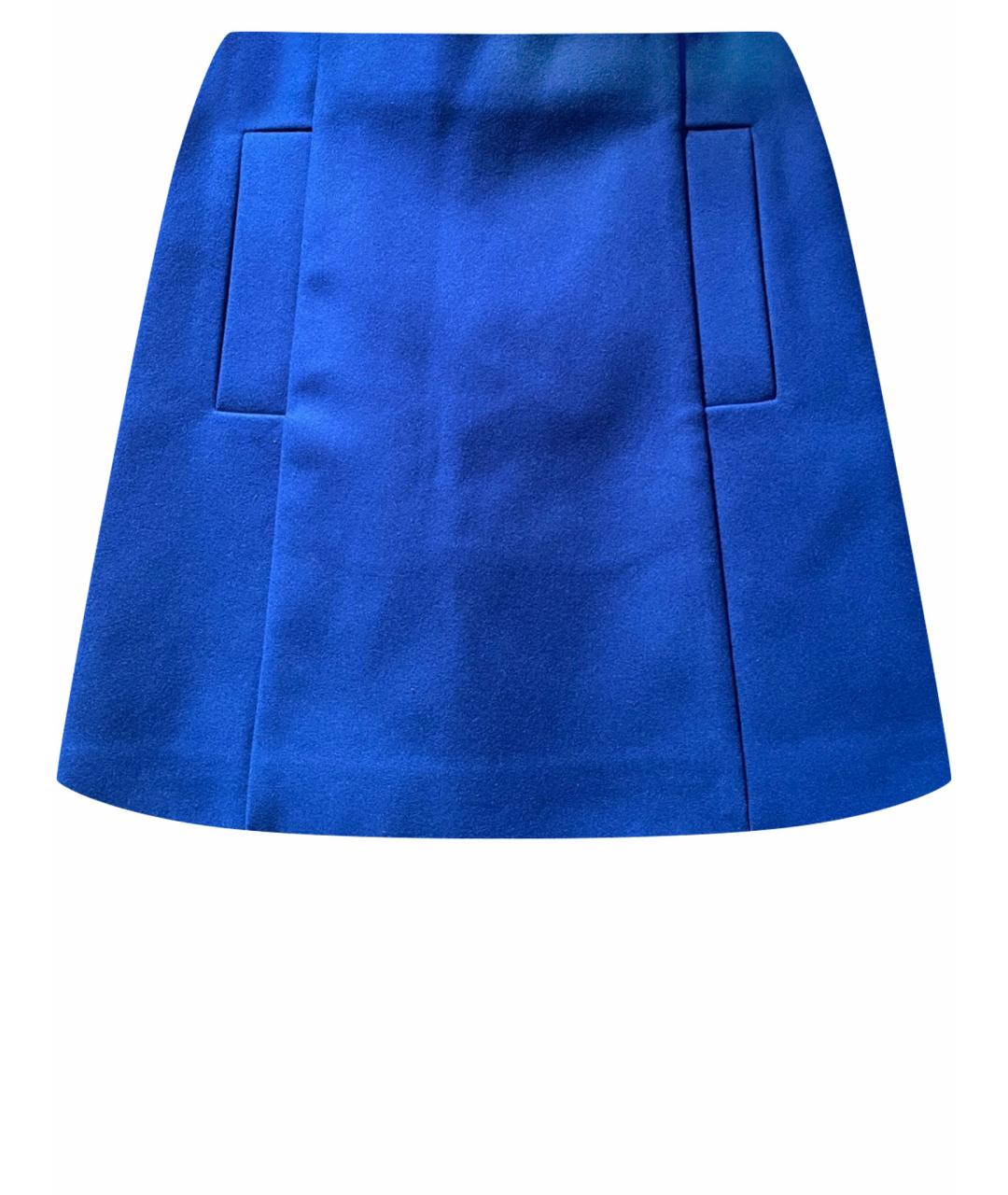 COS Синяя шерстяная юбка мини, фото 1