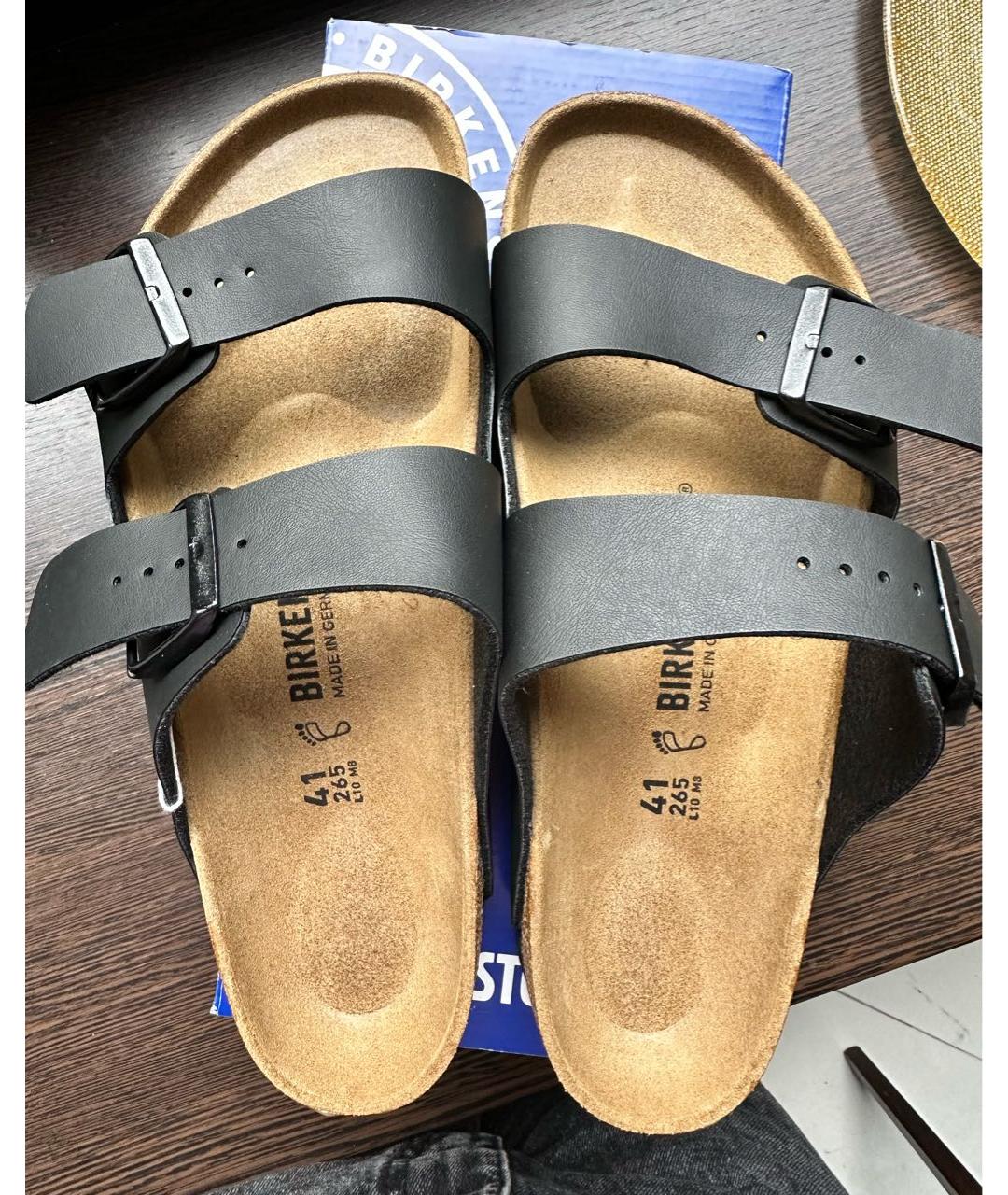 BIRKENSTOCK Черные сандалии из искусственной кожи, фото 3