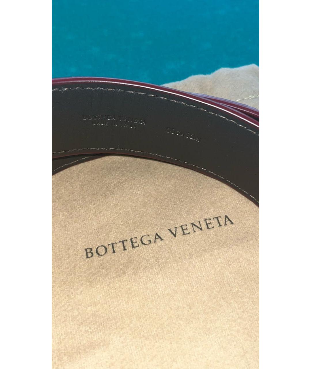 BOTTEGA VENETA Бордовый кожаный ремень, фото 3