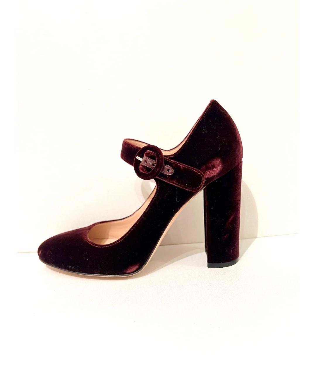 GIANVITO ROSSI Бордовые бархатные туфли, фото 9