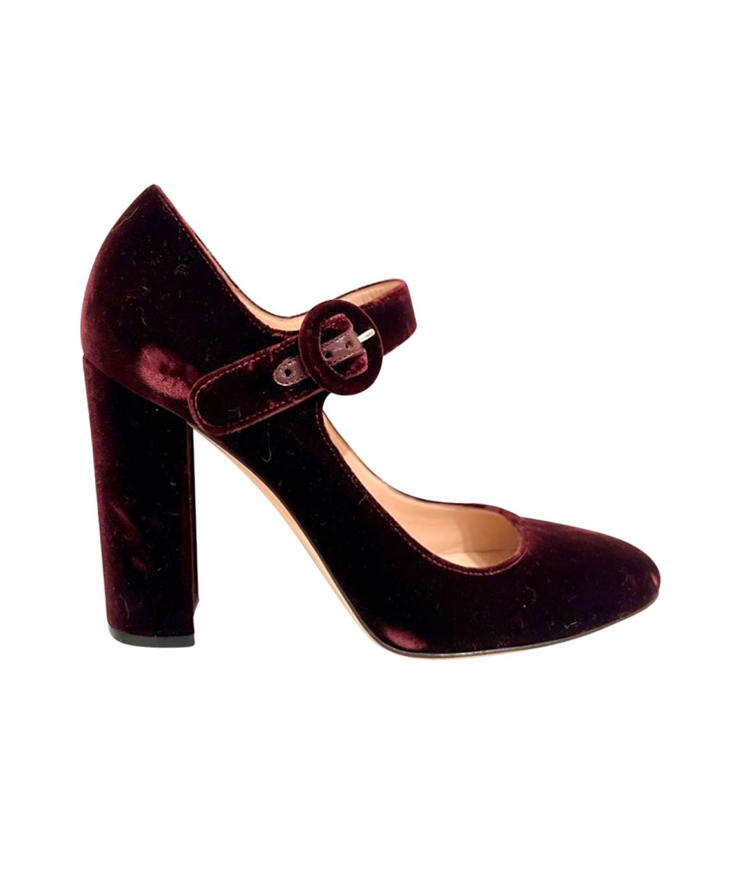 GIANVITO ROSSI Бордовые бархатные туфли, фото 1
