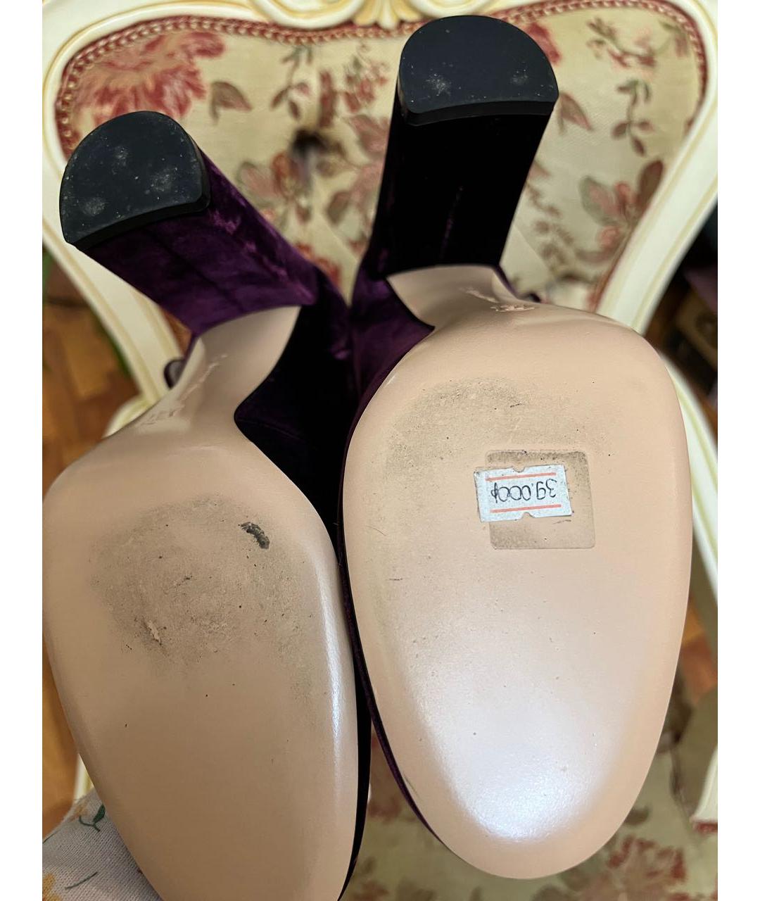 GIANVITO ROSSI Бордовые бархатные туфли, фото 6